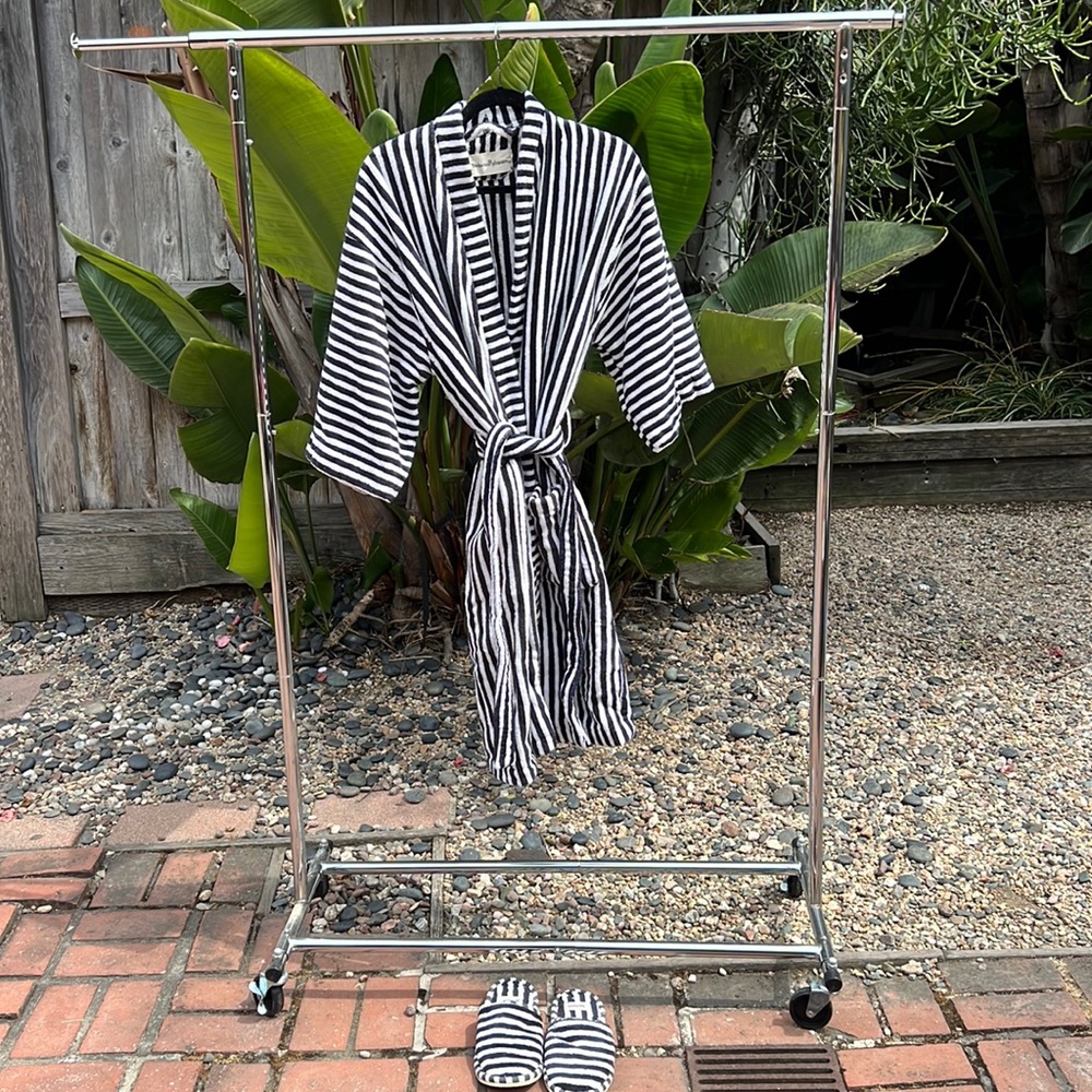 Business & Pleasure Robe & Slipper Set - Lauren's Navy Stripe